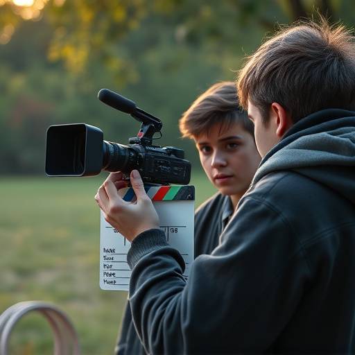 Aluno gravando uma cena para o cinema