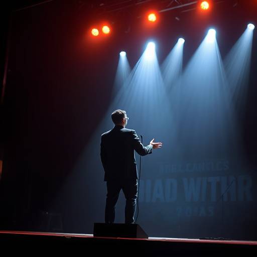 Foto de Carlos Eduardo, ex-aluno do Atelier das Artes Cênicas, em um palco